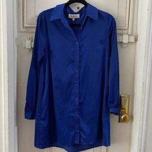 L'Academie Blue Silk / Silk Blend shirt dress